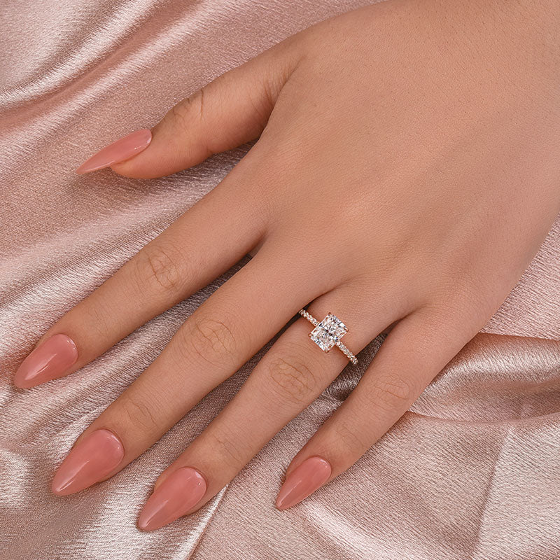Rodiffy Moissanite 2.0 Ct Radiant Cut Rose Gold Engagement Ring