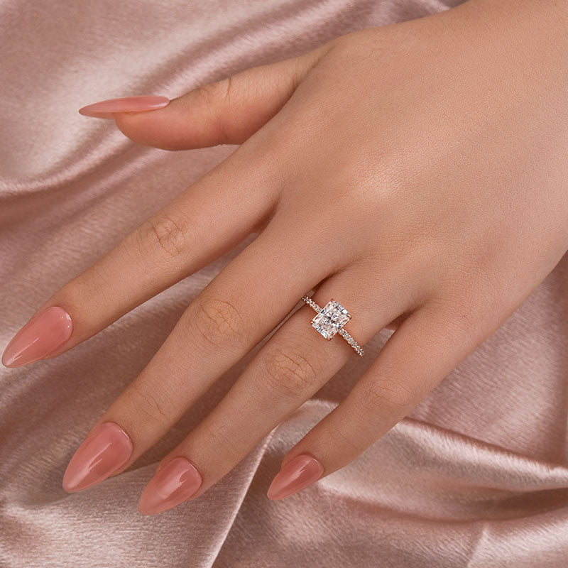 Rodiffy Moissanite 2.0 Ct~3.5 Ct Radiant Cut Rose Gold Engagement Ring For Women