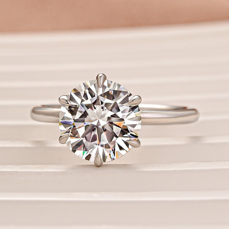 Rodiffy Moissanite 3.0 Ct Round Cut 6 Prong Engagement Ring For Women