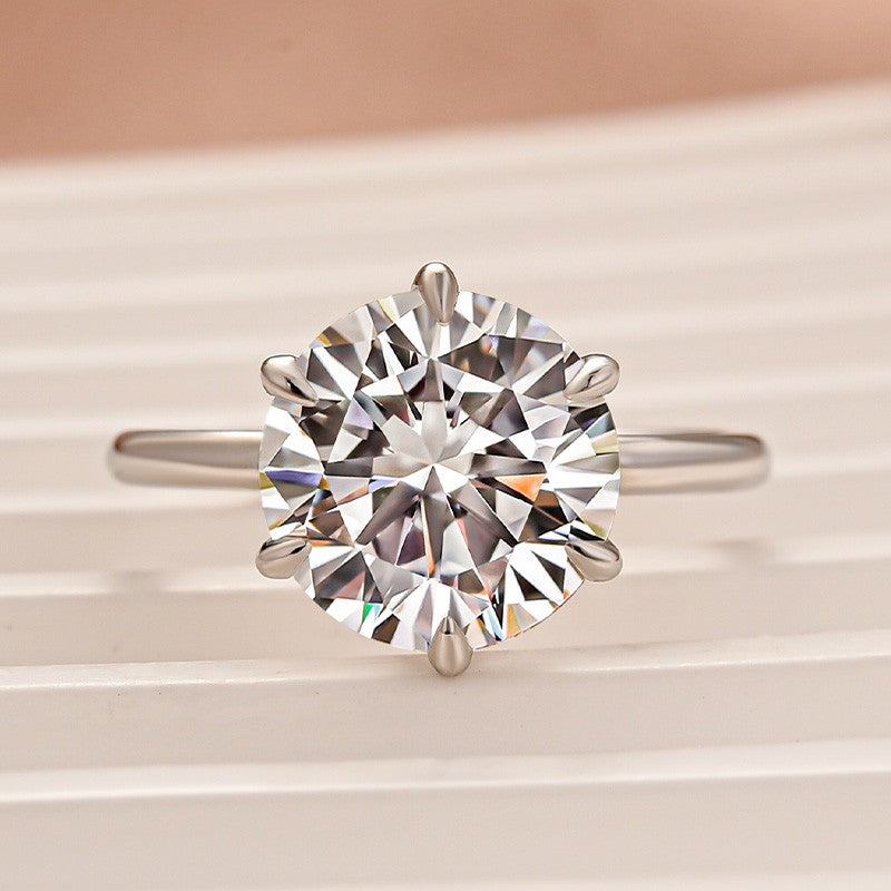 Rodiffy Moissanite 4.0 Ct Round Cut 6 Prong Engagement Ring For Women