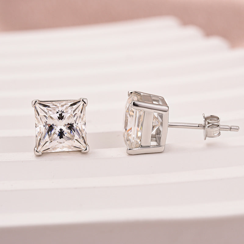Rodiffy 2.0 Ct Moissanite Diamond White Gold 4 Prong Princess Stud Earrings