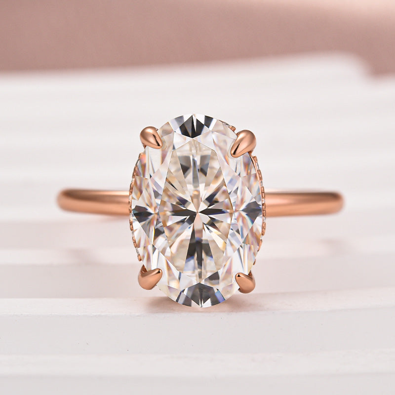 Rodiffy Moissanite 4.0 Ct Oval Cut Rose Gold Promise Ring For Women