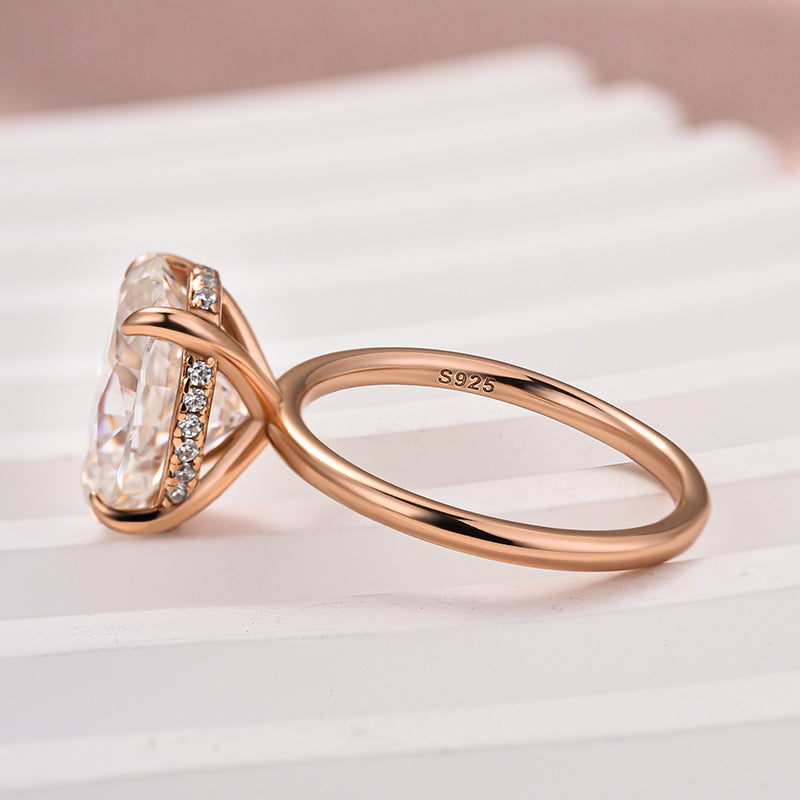 Rodiffy Moissanite 4.0 Ct Oval Cut Rose Gold Promise Ring For Women