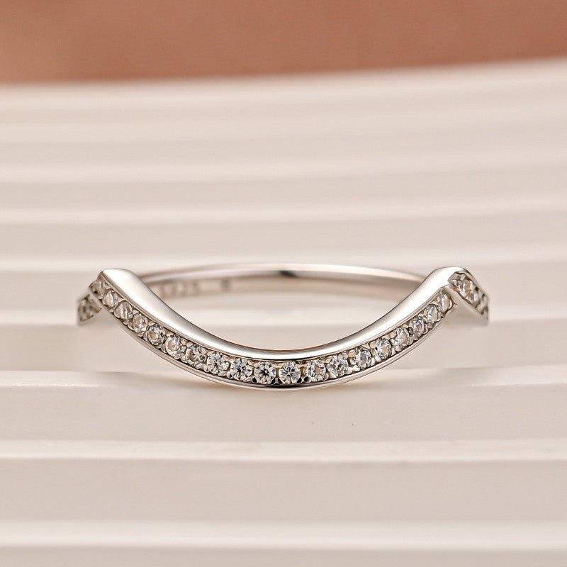 0.5Ct Round Cut White Gold Curve Channel Set Wedding Band In Sterling Silver