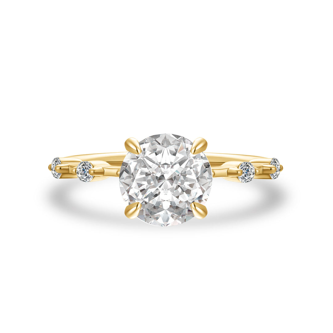 Moissanite 2.0 Ct Round Cut Yellow Gold Promise Ring For Women