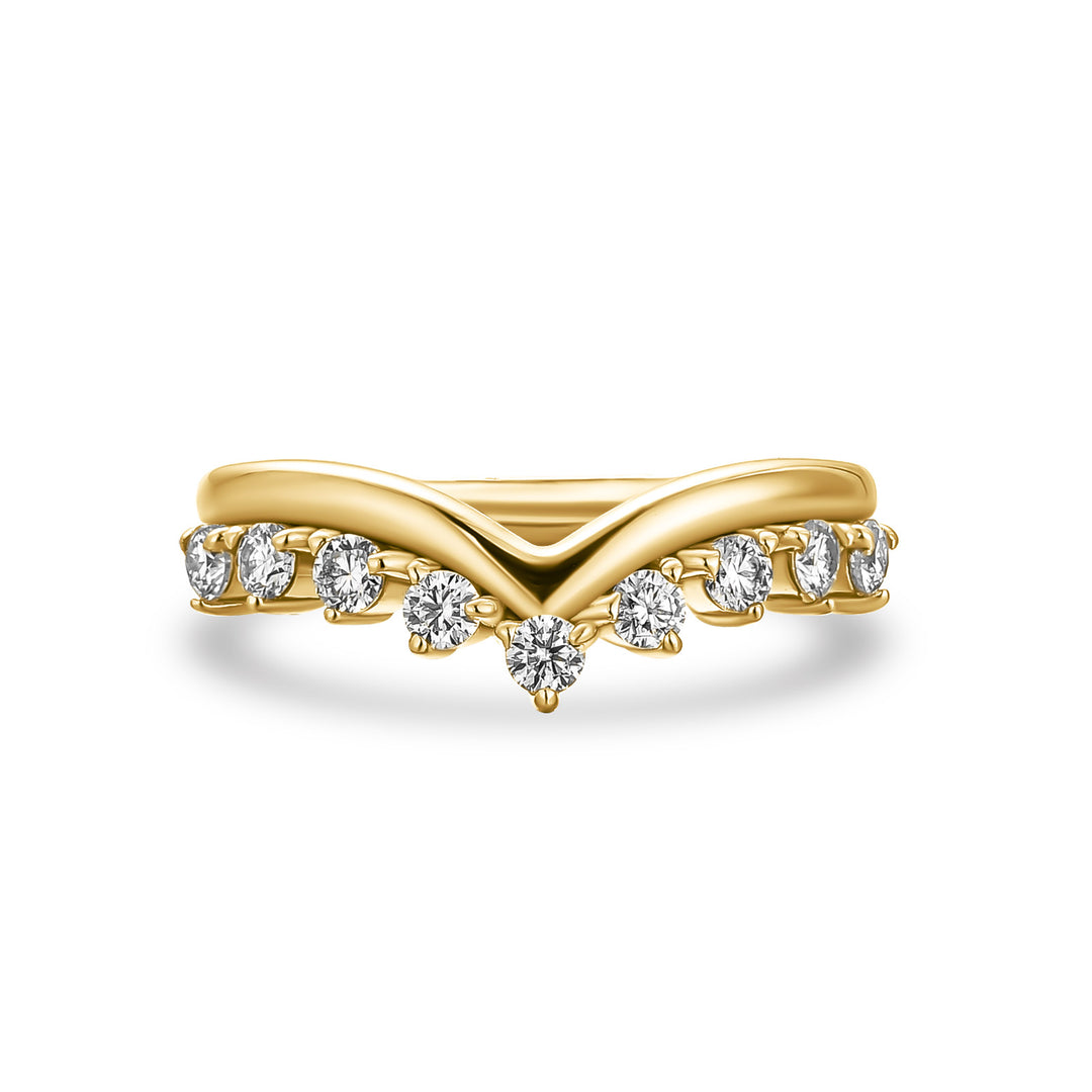 Graduated Tiara Wedding Ring With Round Moissanite Diamonds