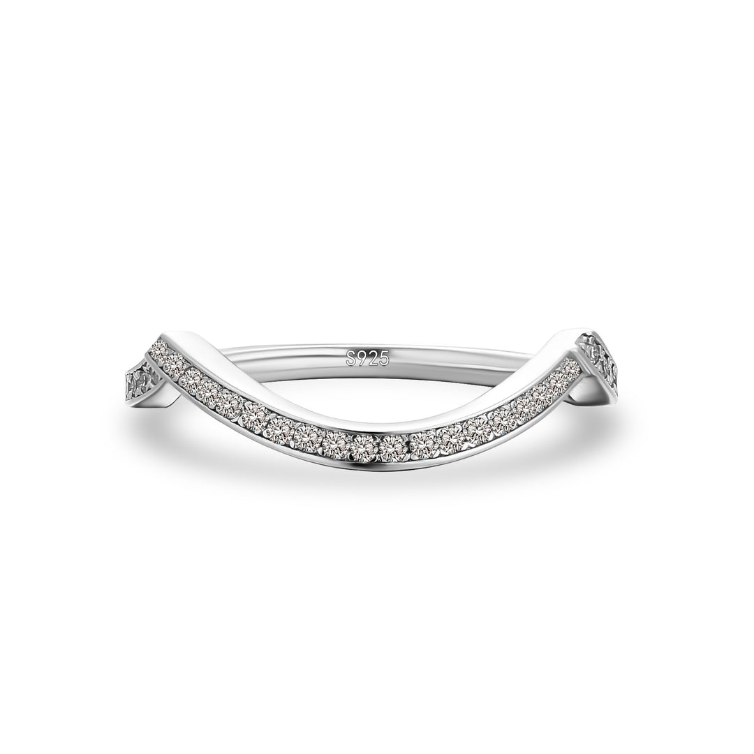 0.5Ct Round Cut White Gold Curve Channel Set Wedding Band In Sterling Silver