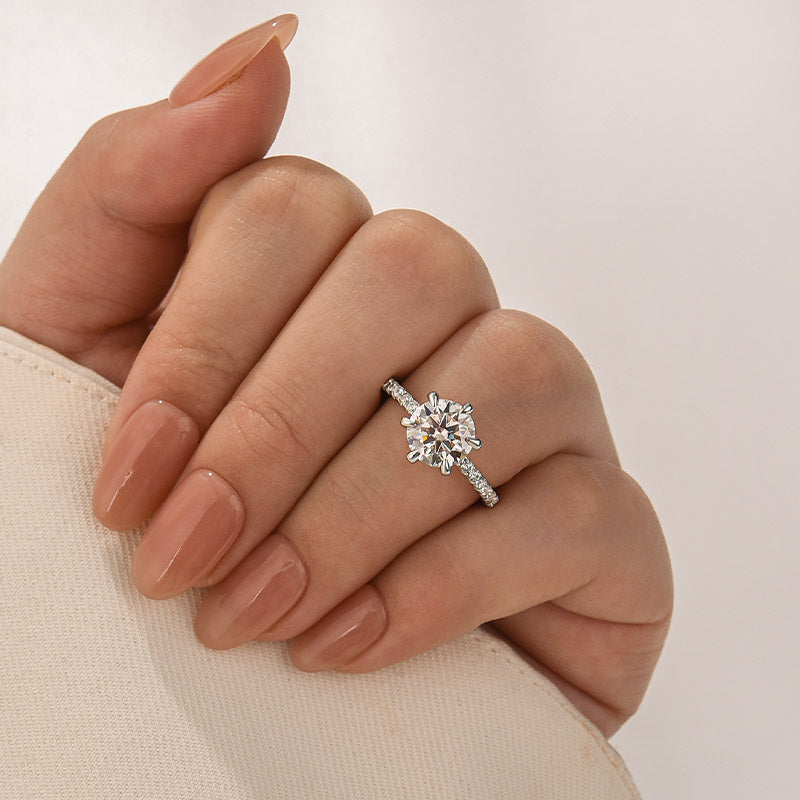 Rodiffy Moissanite 2.0 Ct ~4.0 Ct Round Cut 6 Prong Promise Rings For Women