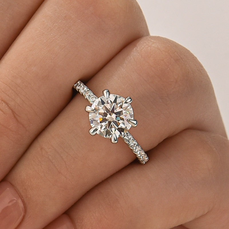 Rodiffy Moissanite 2.0Ct Round Cut 6 Prong Promise Rings For Women