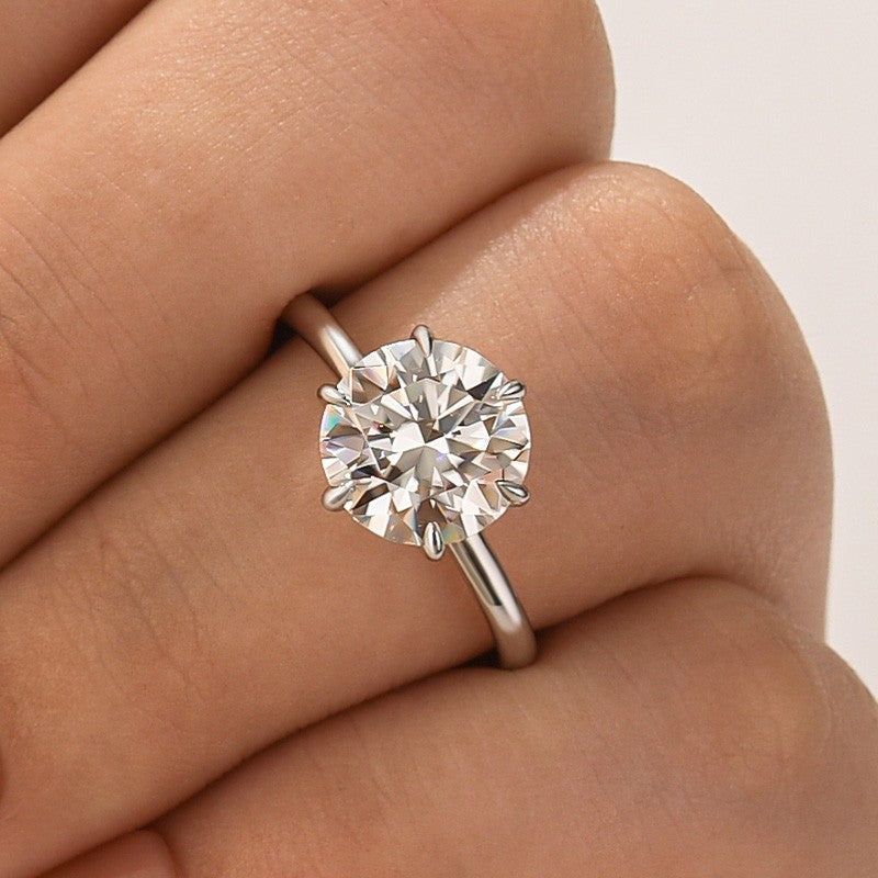 Rodiffy Moissanite 3.0 Ct Round Cut 6 Prong Engagement Ring For Women