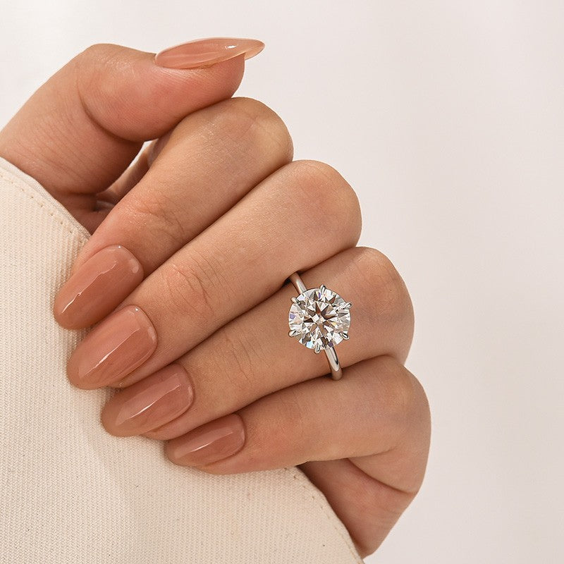 Rodiffy Moissanite 4.0 Ct Round Cut 6 Prong Engagement Ring For Women