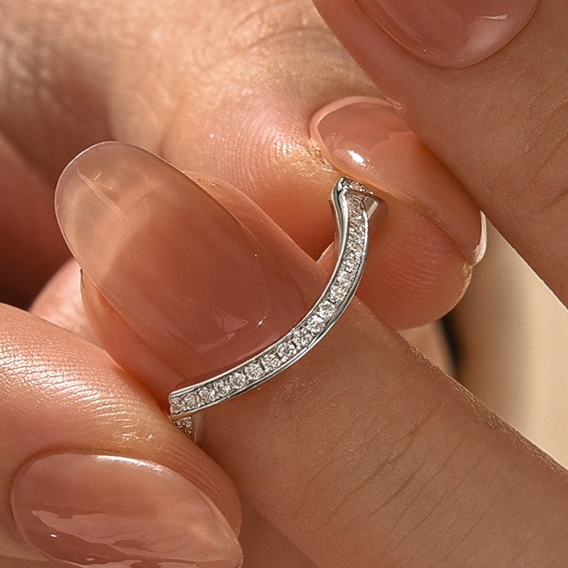 0.5Ct Round Cut White Gold Curve Channel Set Wedding Band In Sterling Silver