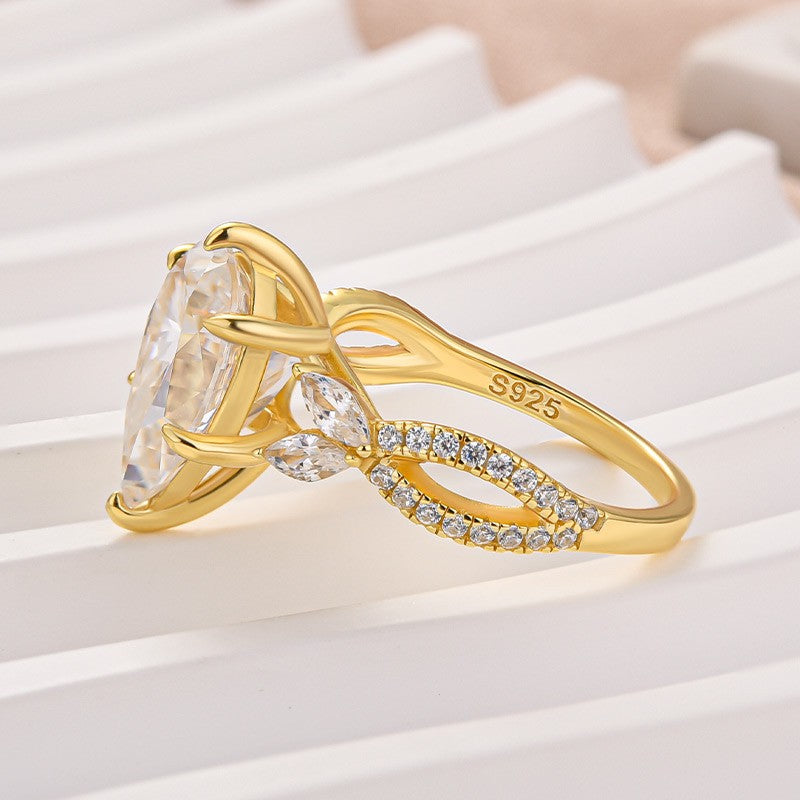 Moissanite Vintage 3.5Ct Pear Cut Twist Engagement Ring Travel Ring In Sterling Silver