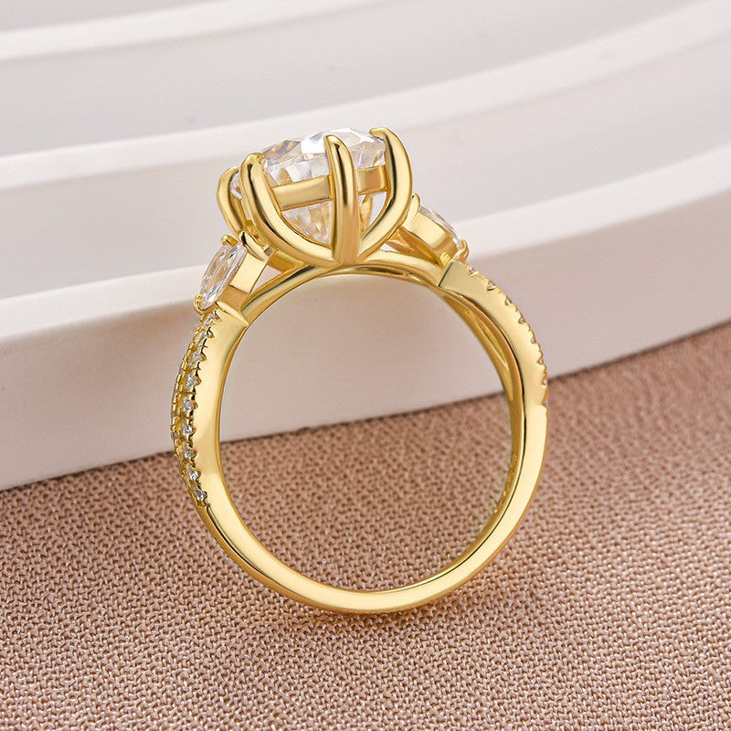 Moissanite Vintage 3.5Ct Pear Cut Twist Engagement Ring Travel Ring In Sterling Silver