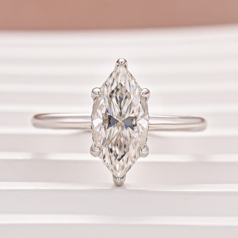 Moissanite 2.0 Ct Marquise Cut Solitaire White Gold Promise Ring For Women