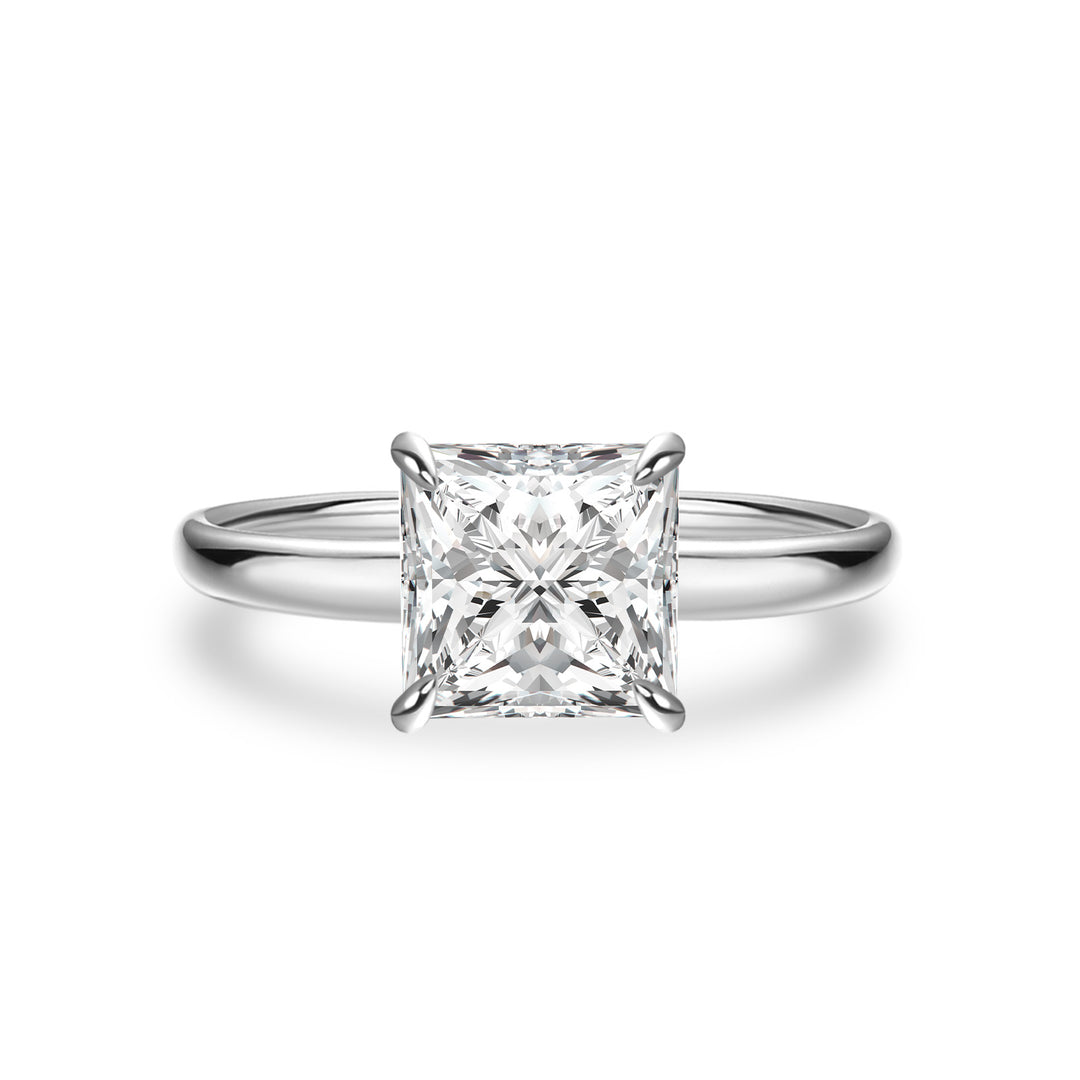 Moissanite 2.0 Ct Princess Cut Solitaire White Gold Promise Ring For Women