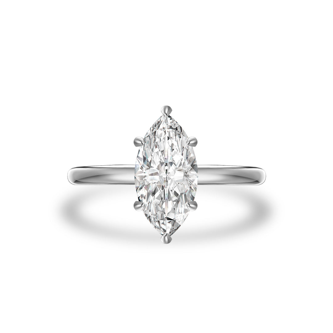 Moissanite 2.0 Ct Marquise Cut Solitaire White Gold Promise Ring For Women
