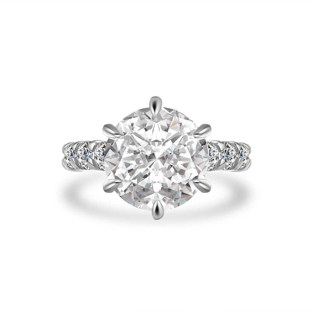 Moissanite 6.0Ct Round Cut Luxe Engagement Ring Travel Rings In Sterling Silver