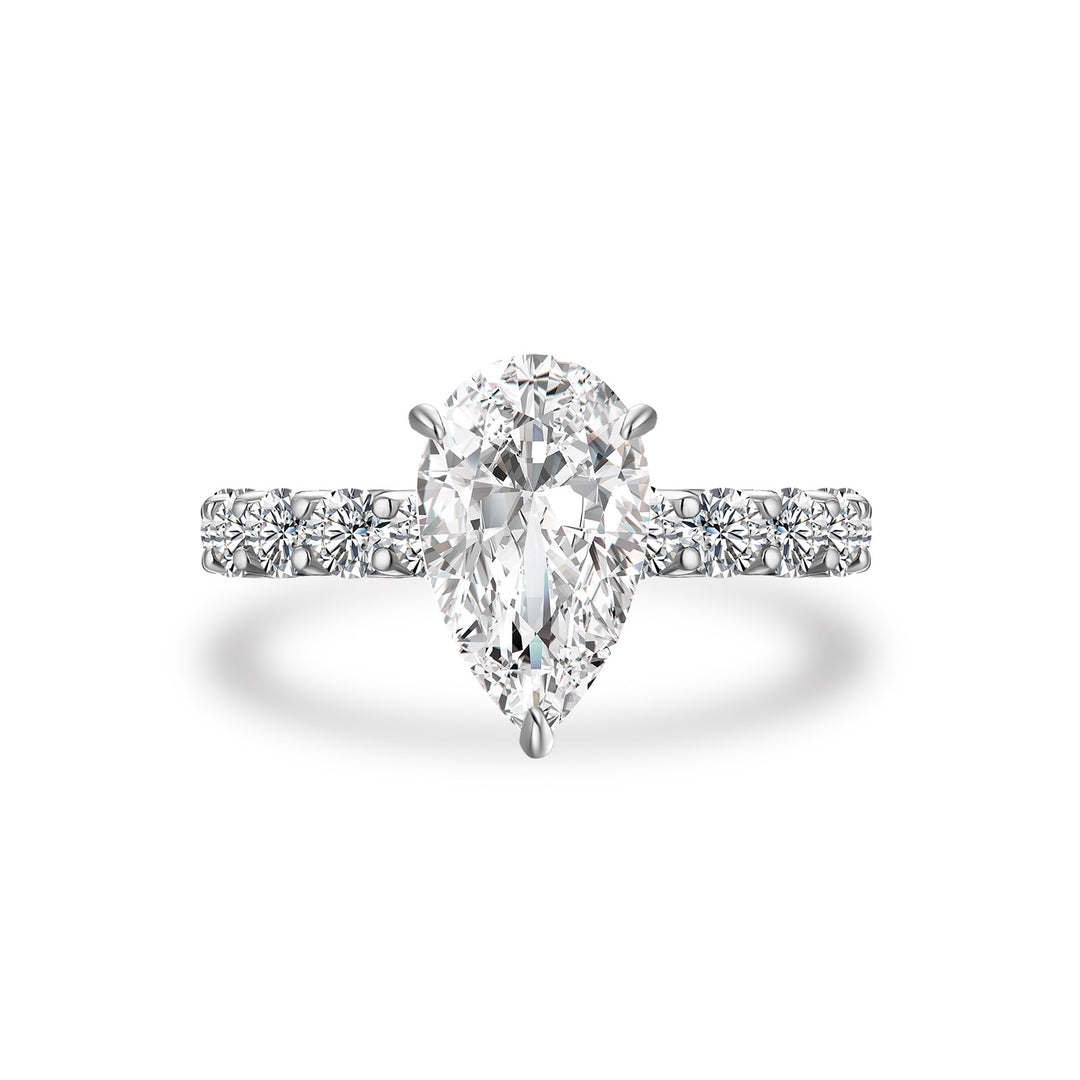 Moissanite 4.0Ct Pear Cut Engagement Ring Travel Ring In Sterling Silver