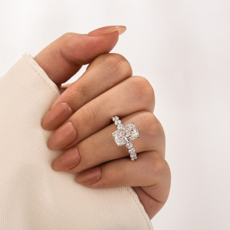 Moissanite 3.5 Ct Radiant Cut White Gold Engagement Ring For Women