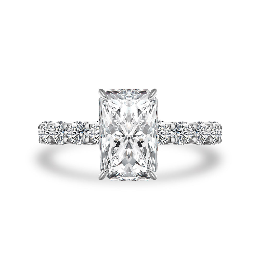 Moissanite 3.5 Ct Radiant Cut White Gold Engagement Ring For Women