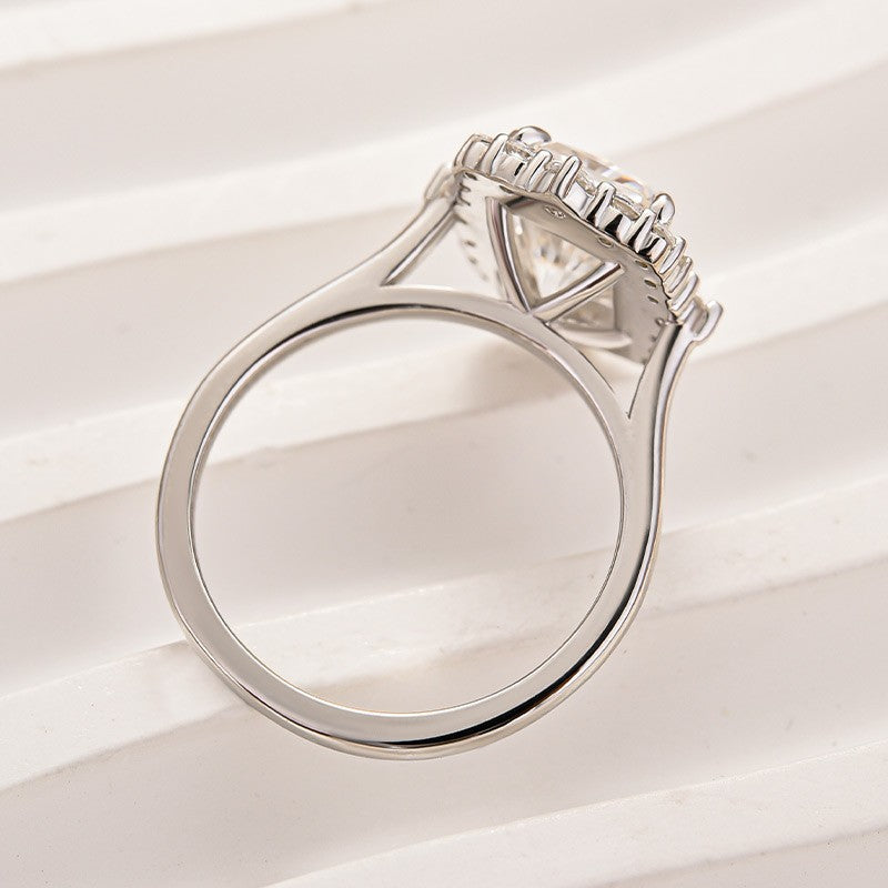 Rodiffy Moissanite 3.0Ct White Gold Halo Radiant Cut Engagement Ring