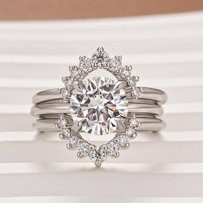 Moissanite 2.0Ct Solitaire Round Cut White Gold Wedding Ring Set