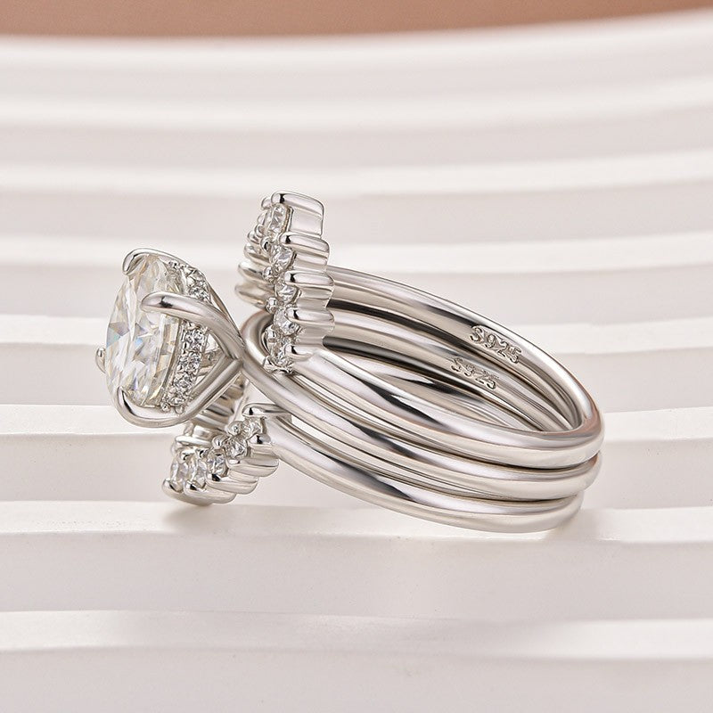 Moissanite 2.0Ct Solitaire Round Cut White Gold Wedding Ring Set