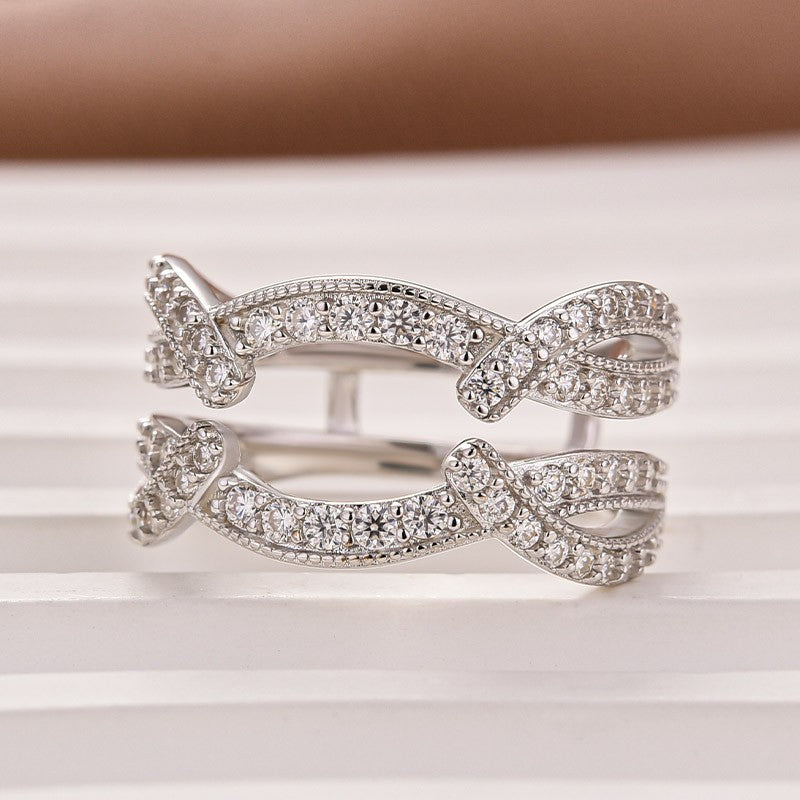 Moissanite 1.0Ct Round Cut Jacket Wedding Band