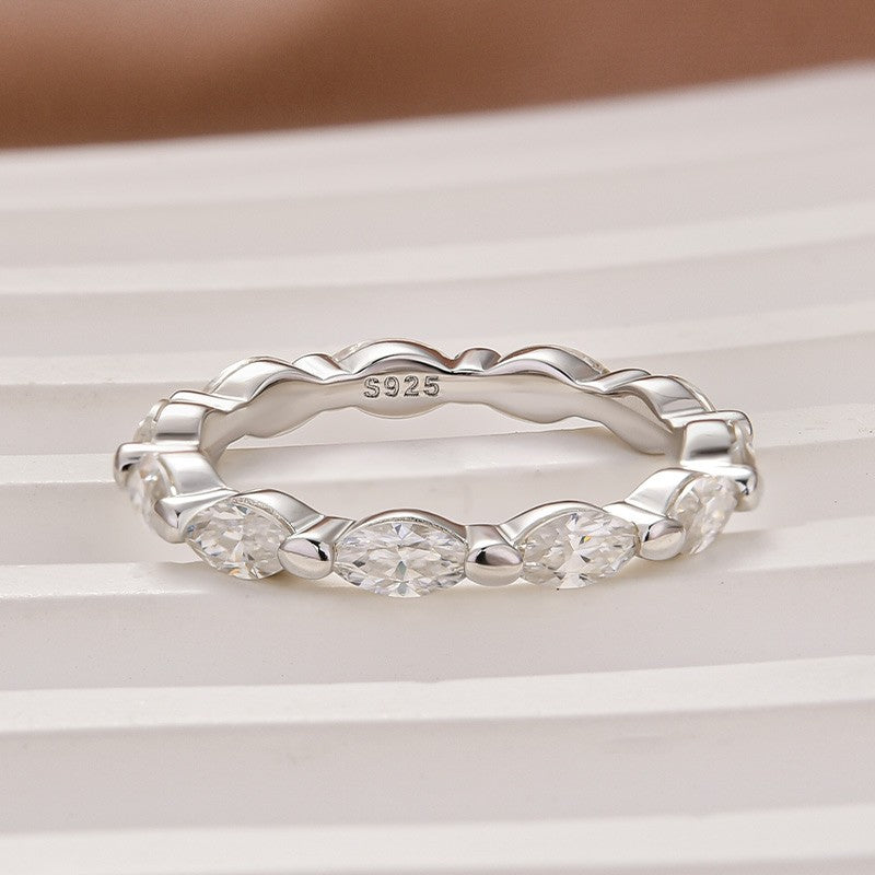 White Gold East West Marquise Moissanite Diamond Eternity Ring