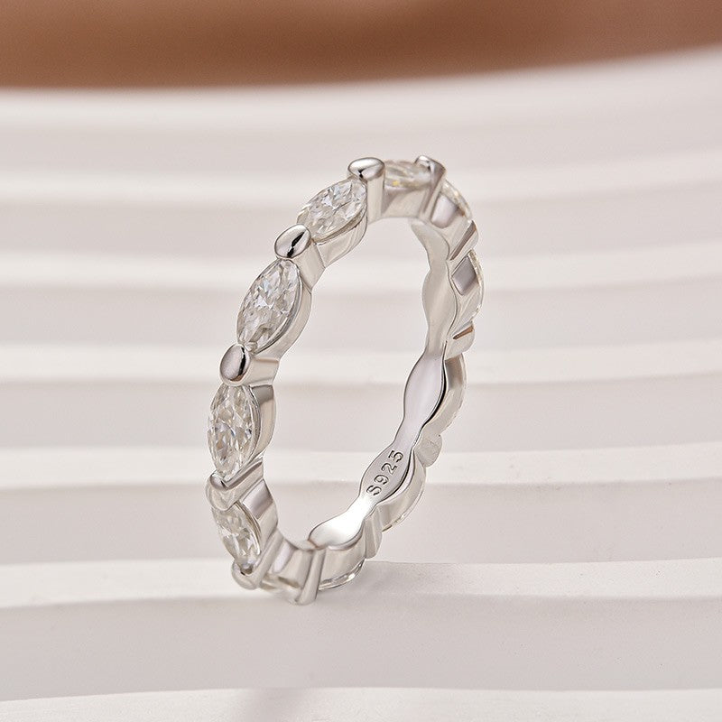 White Gold East West Marquise Moissanite Diamond Eternity Ring