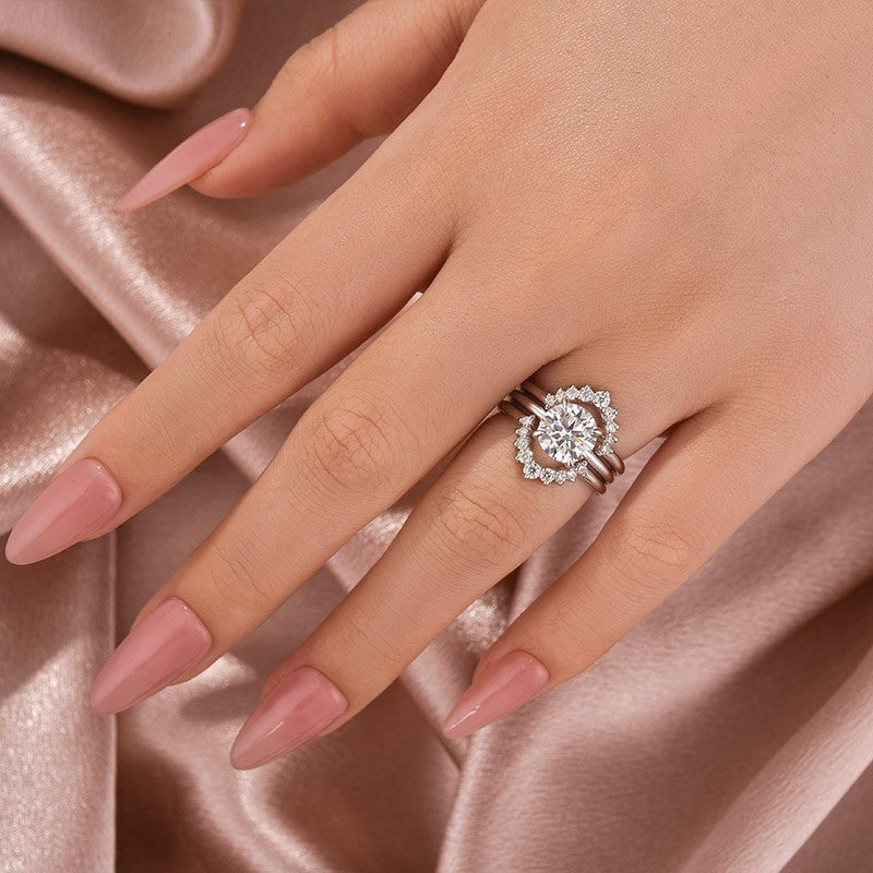Moissanite 2.0Ct Solitaire Round Cut White Gold Wedding Ring Set