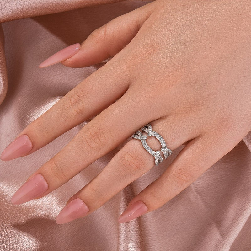 Moissanite 1.0Ct Round Cut Jacket Wedding Band