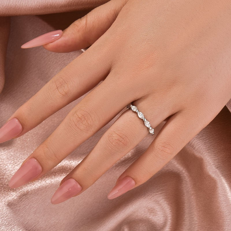 White Gold East West Marquise Moissanite Diamond Eternity Ring