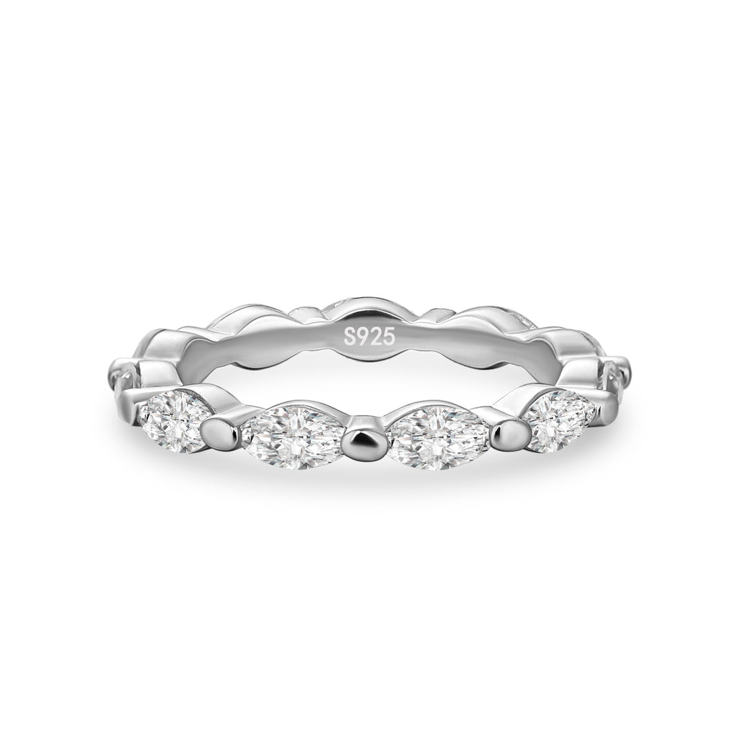 White Gold East West Marquise Moissanite Diamond Eternity Ring