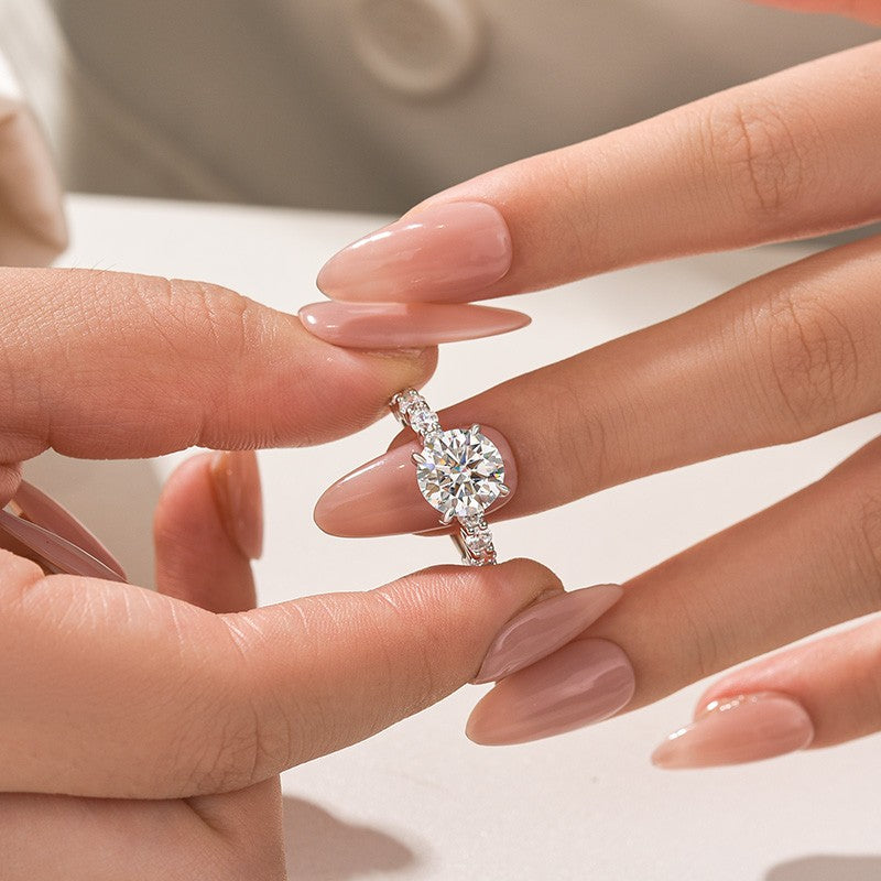 Rodiffy Moissanite 3.0Ct Round White Gold Engagement Ring