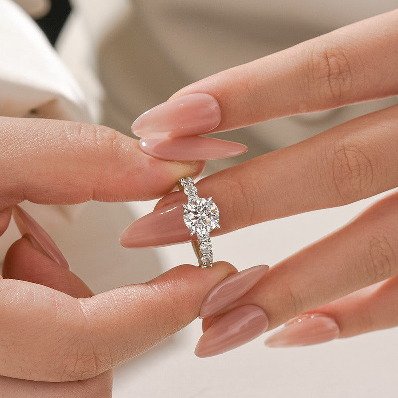 Rodiffy Moissanite 2.0Ct Round White Gold Engagement Ring
