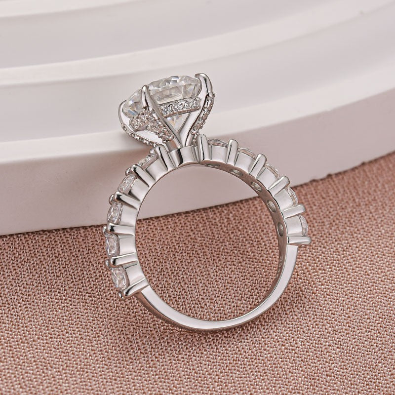 Rodiffy Moissanite 3.0Ct Round White Gold Engagement Ring