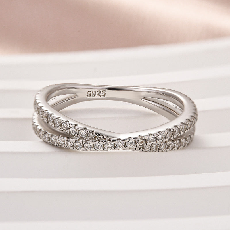 Rodiffy Moissanite 2.0 Ct X Criss Cross White Gold Wedding Band