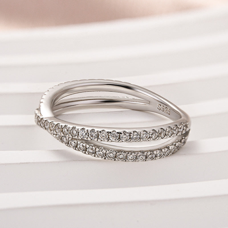 Rodiffy Moissanite 2.0 Ct X Criss Cross White Gold Wedding Band