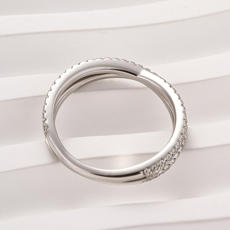 Rodiffy Moissanite 2.0 Ct X Criss Cross White Gold Wedding Band