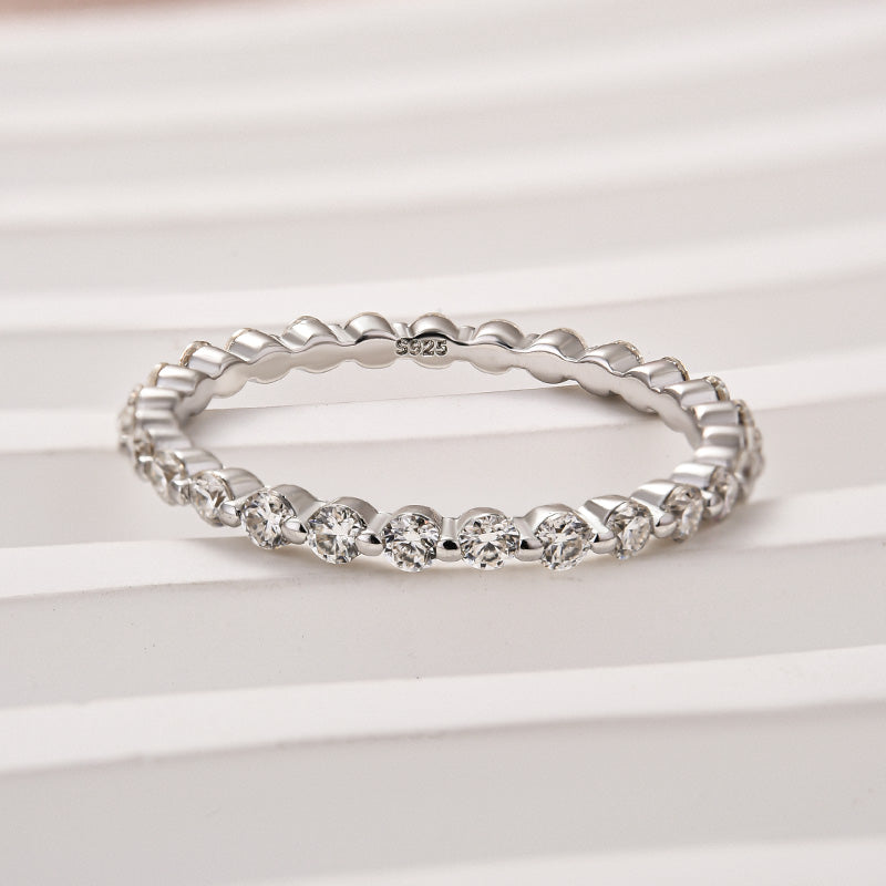 Rodiffy Moissanite 1.5 Ct Round Cut White Gold Anniversary Ring