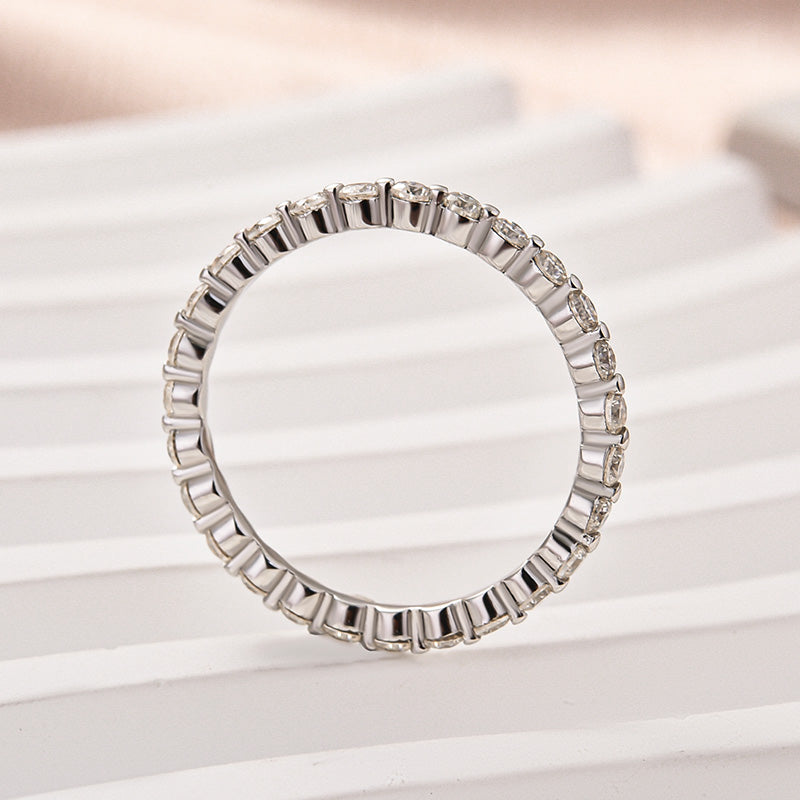 Rodiffy Moissanite 1.0 Ct White Gold Round Cut Full Eternity Wedding Band
