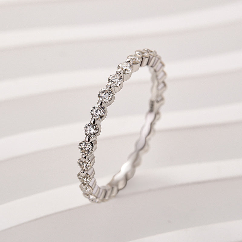 Rodiffy Moissanite 1.5 Ct Round Cut White Gold Anniversary Ring