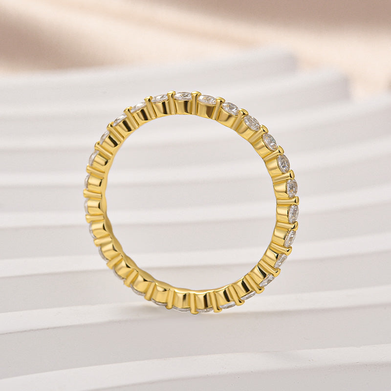 Rodiffy Moissanite Yellow Gold 1.0 Ct Round Cut Full Eternity Wedding Band