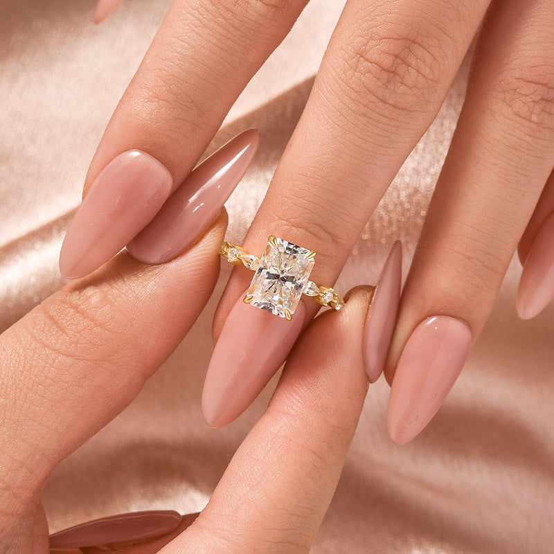 Moissanite 3.5 Ct Radiant Cut Yellow Gold Travel Ring For Women