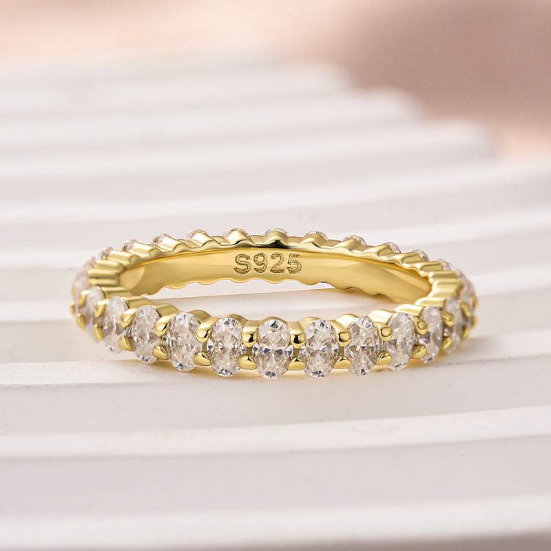 Rodiffy Moissanite 3.0 Ct Oval Cut Full Yellow Gold Wedding Band for Women