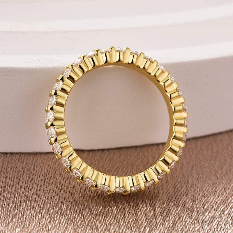 Rodiffy Moissanite 3.0 Ct Oval Cut Full Yellow Gold Wedding Band for Women