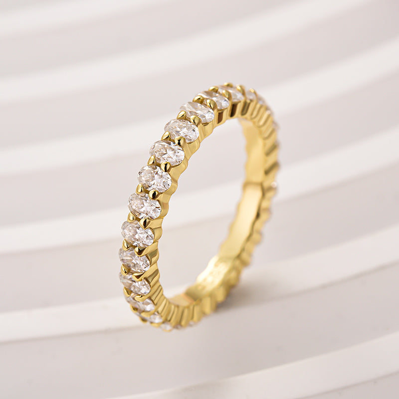 Rodiffy Moissanite 3.0 Ct Oval Cut Full Yellow Gold Wedding Band for Women