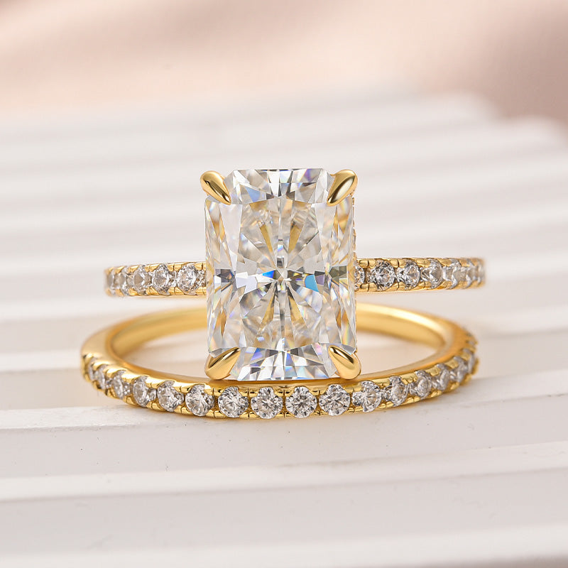 Rodiffy Moissanite 3.5 Ct Radiant Cut Yellow Gold Wedding Ring For Women